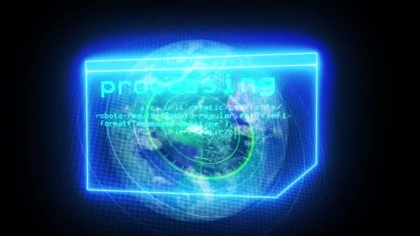 Ekran Radarowy Przeszukujący Obiekt Cyfrowym Tłem Technologii Liniowej Skanuję Futurystyczne — Wideo stockowe