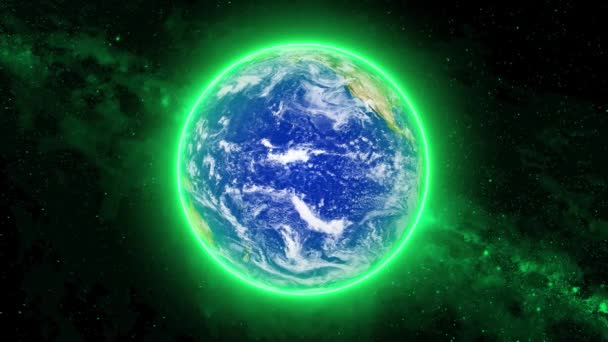 Планета Земля Светится Атмосферой Природная Реалистичная Анимация Планеты Земля Изображение — стоковое видео