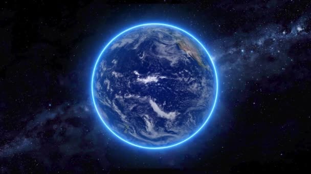 Planet Earth Glowing Atmosphere Natural Realistic Planet Earth Animation Rendered — ストック動画