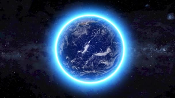 Ziemia Świeci Atmosferą Naturalna Realistyczna Planeta Animacja Ziemi Urzeczywistnił Realistyczną — Wideo stockowe
