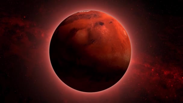 Planeta Girando Marte Blanco Planeta Rojo Aislar Espacio Background — Vídeo de stock