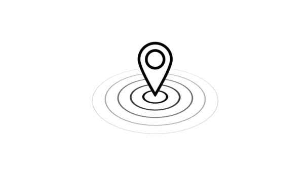 Gps Locatie Pointer Geanimeerd Icon Location Mark Kaart Punt Verschijnen — Stockvideo