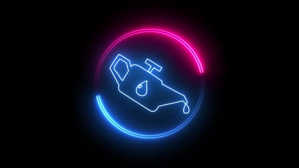 Neon Line Icon Oil Element Isolated Black Background — Stock Video