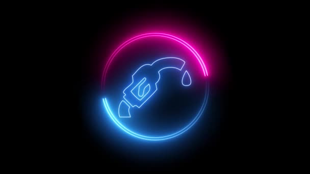 Blue Pink Color Glowing Neon Line Oil Drop Icon Isolated — 图库视频影像