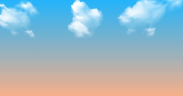 青空で動く雲をアニメーション化しました 青空に対する白い色の雲のアニメーション — ストック動画