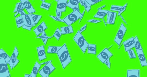 Yeşil Ekran Dolar Düşen Canlandırma Arkaplanı — Stok video