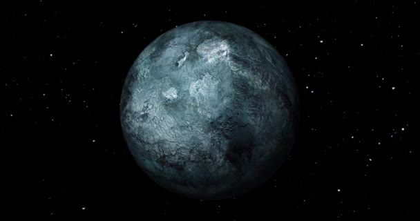 Planeta Fictício Nascer Sol Fundo Escuro Com Estrelas Vista Frontal — Vídeo de Stock