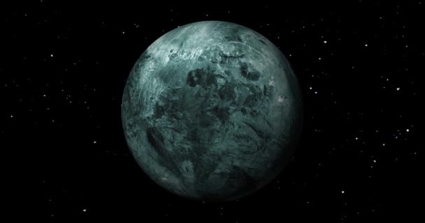 Fictional Planet Sun Rise Dark Background Stars Front View Haumea — Αρχείο Βίντεο