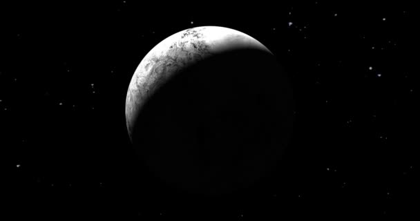 Fictional Planet Sun Rise Dark Background Stars Front View Haumea — 图库视频影像