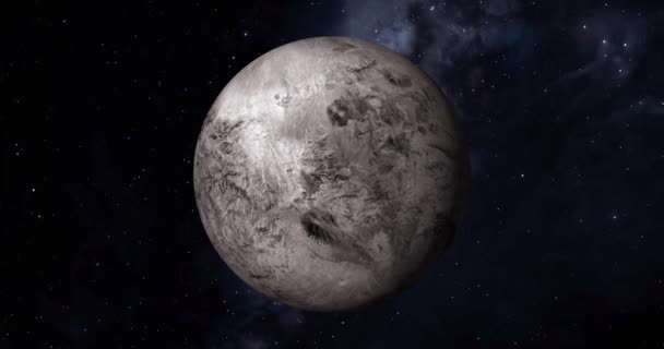 Fictional Planet Sun Rise Dark Background Stars Front View Haumea — Vídeo de Stock