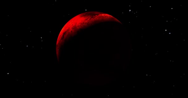 Planeta Girando Marte Con Estrellas Fondo Sol Del Planeta Marte — Vídeos de Stock