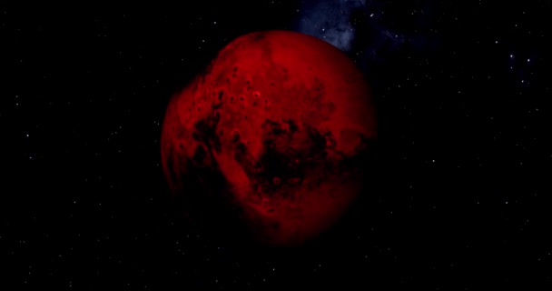 Spinning Planet Mars Stars Background Planet Mars Sun Rise Isolate — Vídeos de Stock