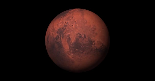 Spinning Planet Mars Stars Background Planet Mars Sun Rise Isolate — Vídeo de Stock