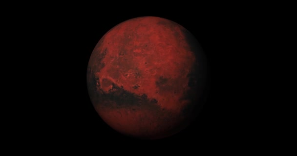 Spinning Planet Mars Stars Background Planet Mars Sun Rise Isolate — Stock Video