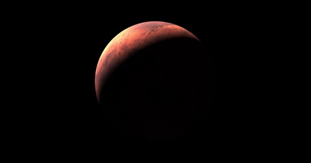 Flyttande Planet Mars Sol Uppgång Isolat Mörker Framsidan Mars Planet — Stockvideo