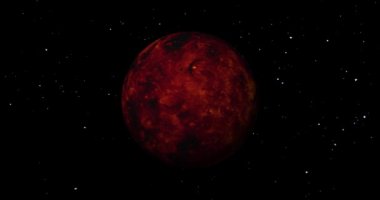 planet Venus spinning and sun rise. front view of Venus planet from space. full 3d view of Venus 4k resolution.