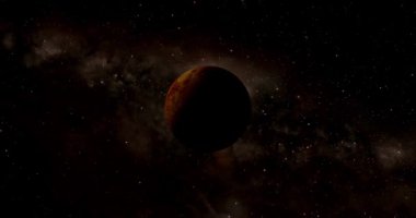 planet Venus spinning and sun rise. front view of Venus planet from space. full 3d view of Venus 4k resolution.