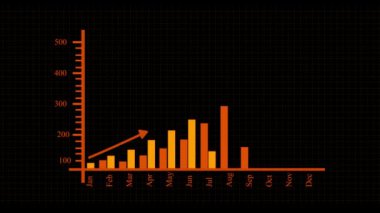 Animasyon işi büyümesi büyüyen siyah ok arka planı. Okla iş başarısı. 4k video