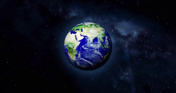 Планета Земля Вращает Свою Ось Вращение Земли Планета Земля Светится — стоковое видео