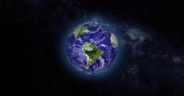 Планета Земля Вращает Свою Ось Вращение Земли Планета Земля Светится — стоковое видео