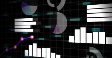 Finansal iş diyagramı. 4k bar grafik ve grafik çizelgesi. Büyürken üç boyutlu animasyon çizelgesi. iş başarısı sunumu.