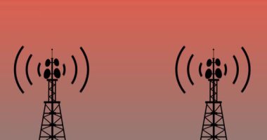 İletişim kulesi radyo dalgası üretiyor. İnsanlar için zararlı radyo frekansı. 4k çözünürlüklü video üzerinden mobil radyo dalgası