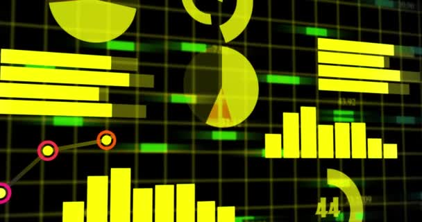 Diagrama Negócios Financeiros Gráfico Barras Gráfico Gráfico Gráfico Linha Animado — Vídeo de Stock