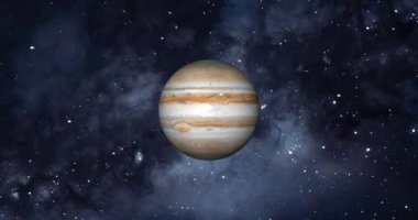 planet Jupiter spinning its own axis .front view of Jupiter planet from space. full 3d view of Jupiter 4k resolution.