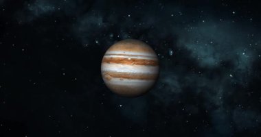 planet Jupiter spinning its own axis .front view of Jupiter planet from space. full 3d view of Jupiter 4k resolution.