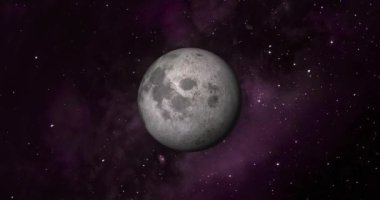 Animated Planet moon with colorful galaxy. 3d Moon planet on space with colorful starry night. front view of the moon from space. 4k resolution.