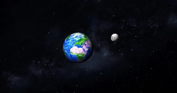 地球行星在太空与五彩斑斓的星夜 用云彩和绿地从太空看到地球全景地球4K分辨率 — 图库视频影像