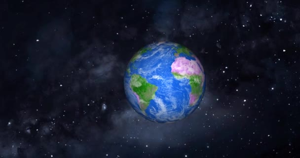 Earth Planet Space Colorful Starry Night Front View Earth Space — Stock videók