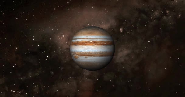 Planeta Jowisz Obraca Własną Widok Przodu Planety Jowisz Kosmosu Pełny — Wideo stockowe