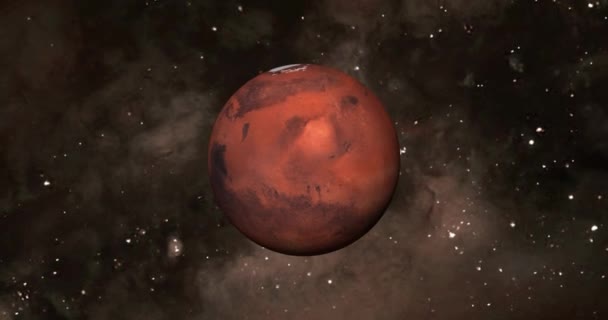 Draaiende Planeet Mars Planeet Mars Zon Opkomen Isoleren Vooraanzicht Van — Stockvideo