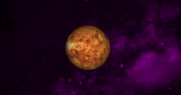 Планета Венери Космосі Барвистою Зоряною Ніччю Вид Спереду Планету Венера — стокове відео