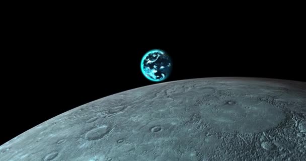 Vue Terre Depuis Surface Lune Espace Étoilé Vue Sur Terre — Video