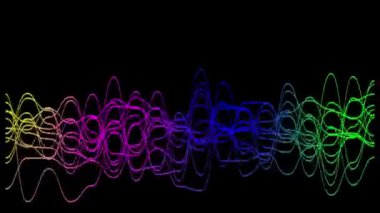 Abstract colorful animated wavy lines with black background. pink, purple, blue, and cyan color wave lines.