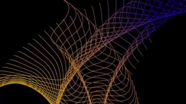 Gradyan arkaplanda soyut dalgalı çizgi. Dalgalı hareket çizgisi arkaplanı. Parlak geometrik şekiller döndürüldü
