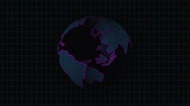 Abstract earth planet animation on world map background motion graphics.