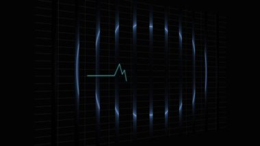 Digital heart pulsating animated on black background on geometric line.