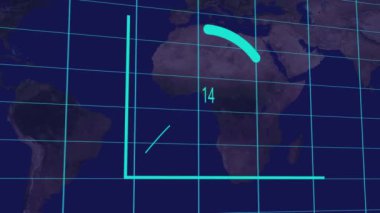 Artan bir çizgiye sahip 3D dijital grafik ve zaman yönetimi için bir saat animasyon konsepti veya karanlık şebeke arka planında verimli verimlilik.