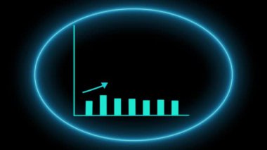 Yukarı doğru eğilimi gösteren koyu bir ızgara arkaplan üzerinde parlayan mavi çubuk grafiği.