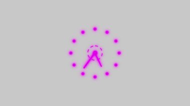 pink color neon abstract digital technology stopwatch clock on white color motion background.
