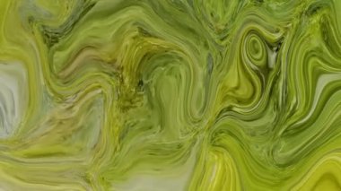 Soyut yeşil ve sarı mermer desenli sıvı desenli animasyon arkaplanı.