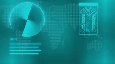 Dijital teknoloji farklı bilgi hareketi grafik tasarımı radar parmak izi sensörü grafiği
