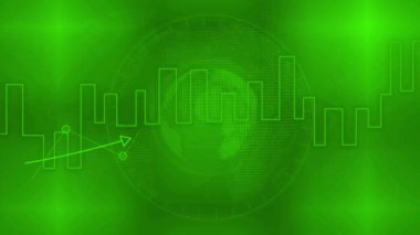 Animated business growth and success, graphics with glow green color and rising arrow motion background.