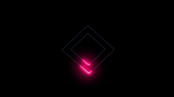 Glowing Light Square Shape Animated Glowing Light Black Background Red — Video Stock