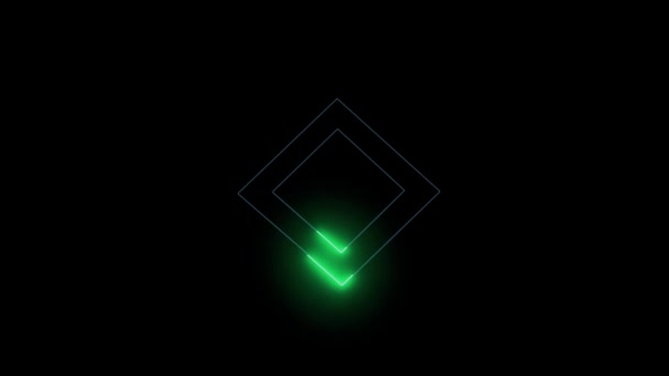 Glowing Light Square Shape Animated Glowing Light Black Background Green — Video Stock