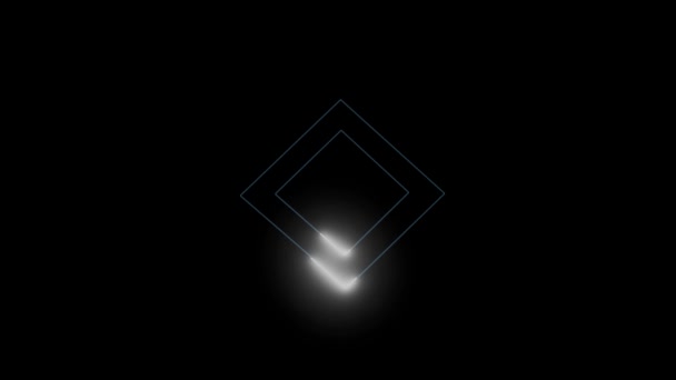 Glowing Light Square Shape Animated Glowing Light Black Background Gray — Video Stock