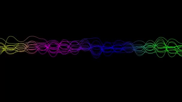 Абстрактні Барвисті Анімовані Хвилясті Лінії Чорним Тлом Рожеві Фіолетові Сині — стокове відео